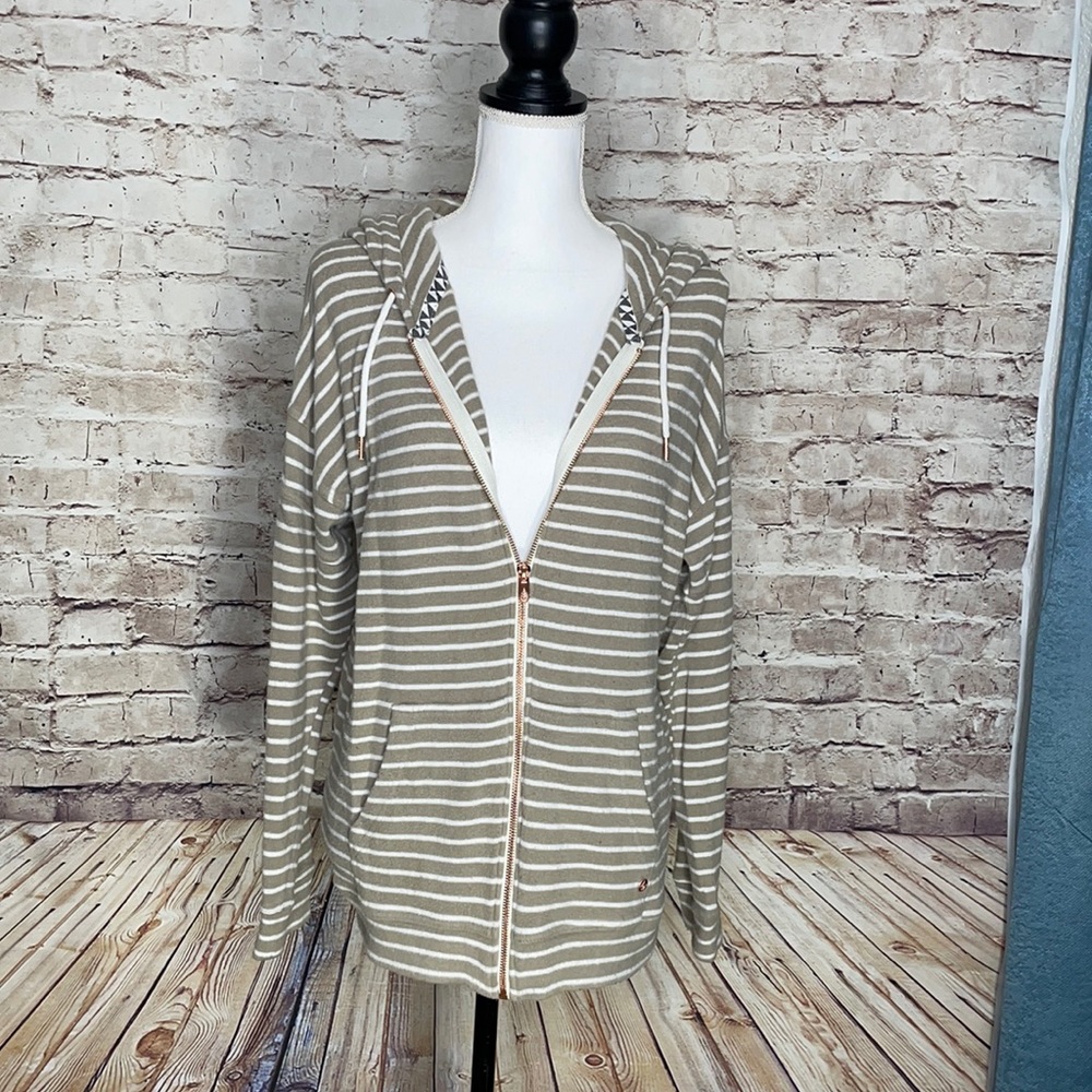 Volcom Zippered Hoodie Jacket Striped Sweatshirt Size XXL